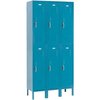 Global Industrial Double Tier Locker, 12x18x36, 6 Door, Unassembled, Blue 652079BL